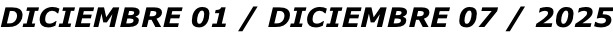 DICIEMBRE 01 / DICIEMBRE 07 / 2025
